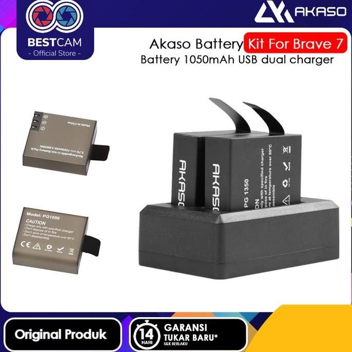 Akaso Battery Kit For V50X Brave 7 Le 7 Baterai Camera Original New Stok