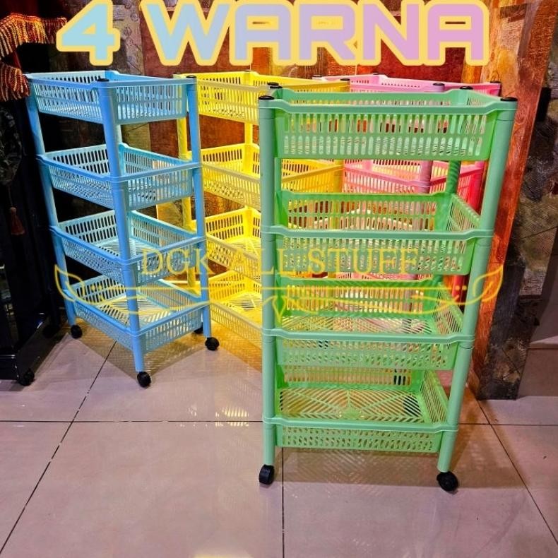 Rak Keranjang Troli Segi Dapur Salon Dorong Toilet Kamar Mandi Buku Ciki Snack Make up Skincare Kosm