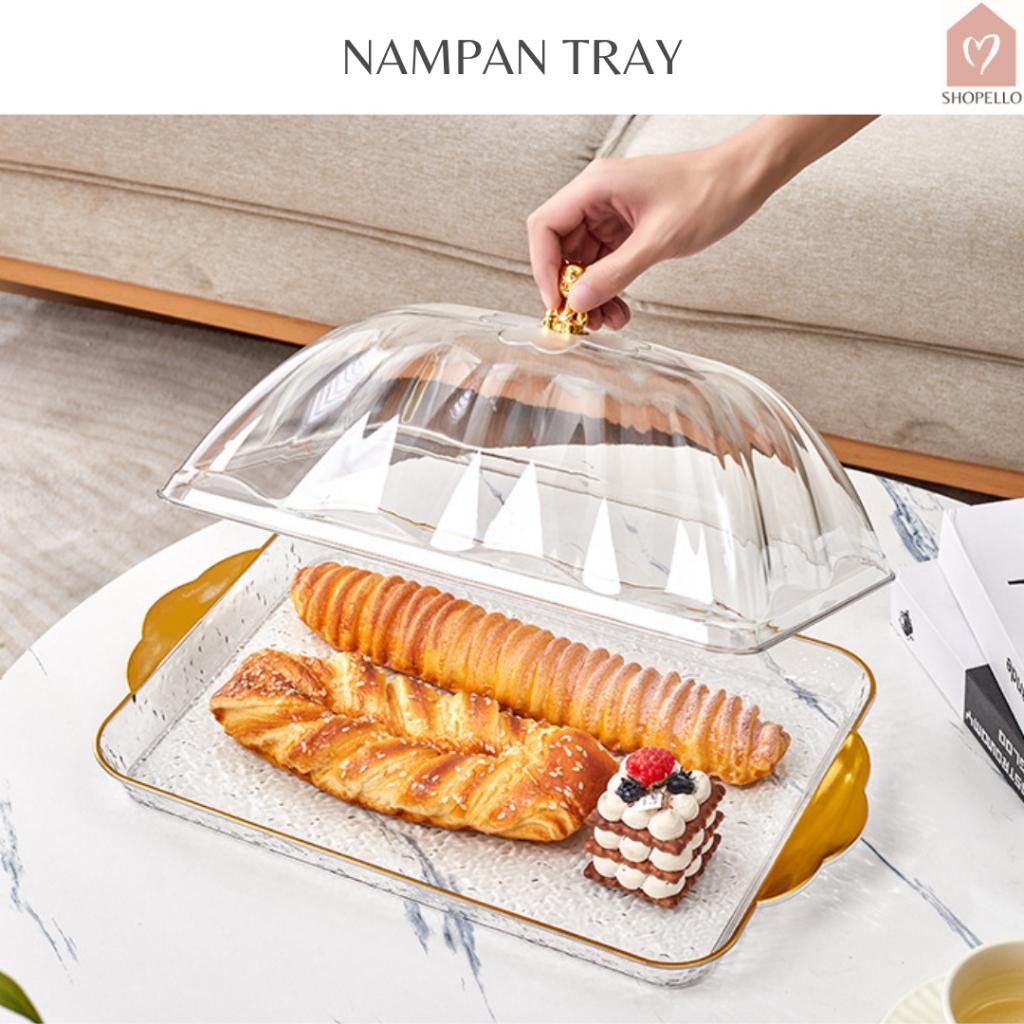 Nampan Tray Food Tray Transparan Aesthetic Dengan Tutup Wadah Makanan