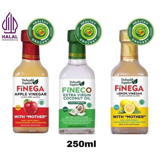 

*$*$*$*$] Fineco Extra Virgin Coconut Oil 250ml / Finega Cuka Lemon 250ml / Lemon Vinegar / Finega Cuka Apel 250ml / Apple Vinegar