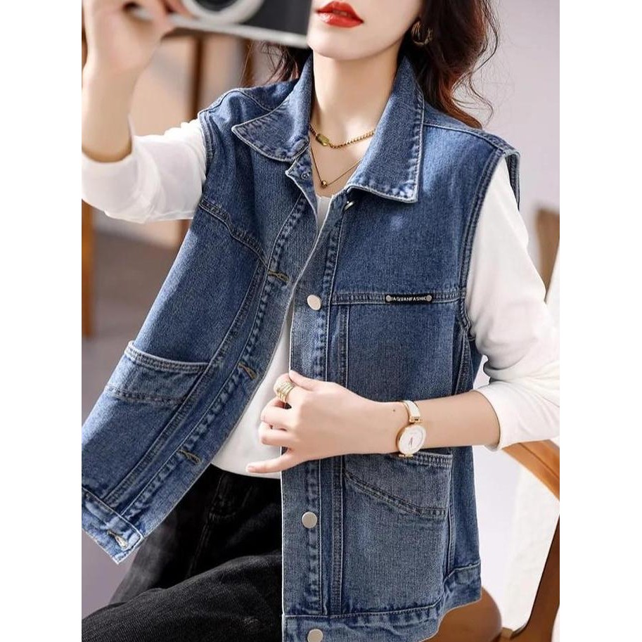 982-Rompi Jeans Wanita/Rompi Wanita/Blazer Jeans Wanita Atasan Panjang Promo