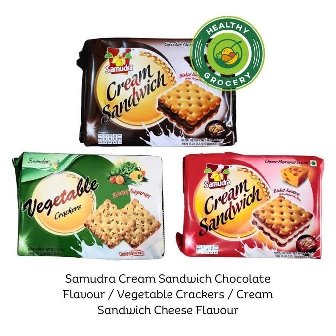 

```````] Samudra Vegetable Crackers 200gr / Biskuit Sayuran / Samudra Cream Sandwich Cheese 190gr / Samudra Cream Sandwich Chocolate 190gr