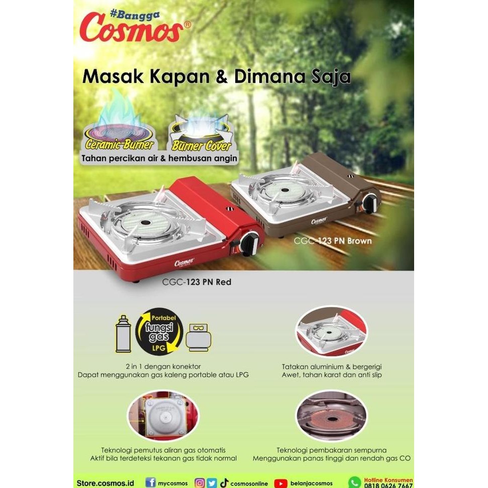 BEBAS ONGKIR - Cosmos Kompor Gas CGS 123P - Kompor Gas Portable Stainless Cosmos