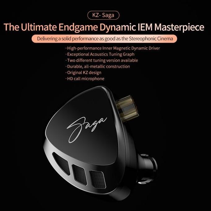 sale kz saga single dd in ear earphone metal with mic