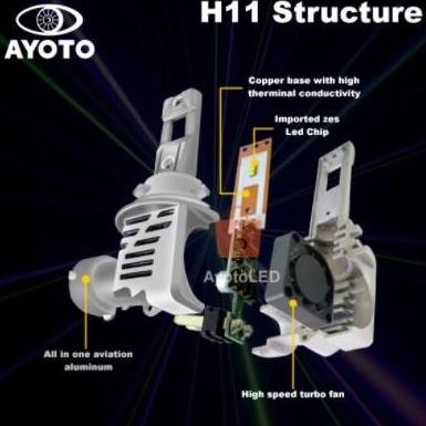 LAMPU LED MOBIL AYOTO H8/H9/H11/H16/H27 ORIGINAL (1SET) PUTIH KUNING / WHITE YELLOW GOLDEN YELLOW / 