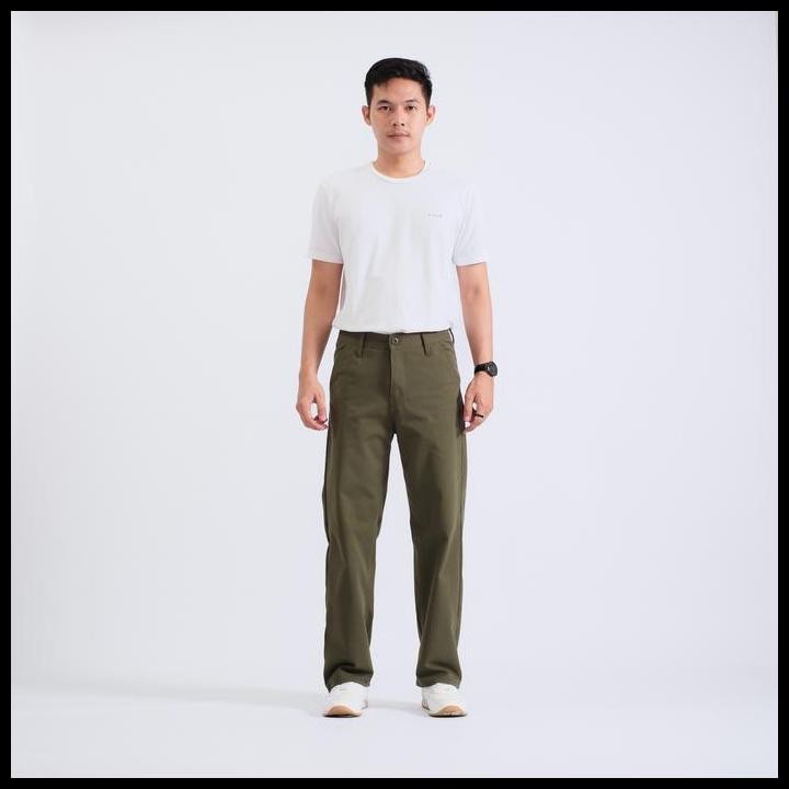 Whisaka.Co Celana Chino Panjang Pria Standar Oversize Straight Fit Army Outfit Cowok Skena Kekinian 