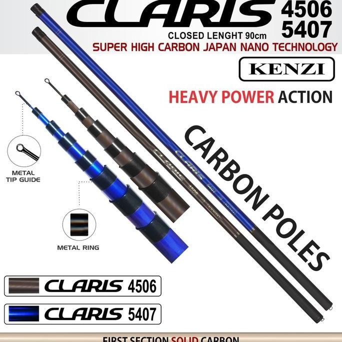 Joran Kenzi Tegek Claris 4506 Abu 5407 Biru Heavy Power Action Carbon Poles Memancing Pancing
