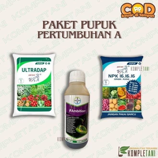 

Terlaris Paket Pupuk Pertumbuhan A - Ambition + Ultradap + Npk 16.16.16 Biru
