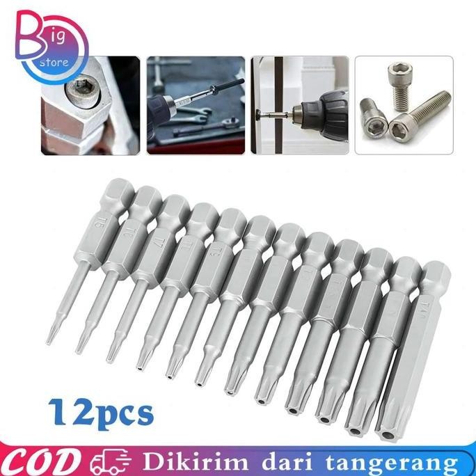 Mata Obeng Torx 12pcs Mata Obeng Kunci Bintang Hex Torx T5-T40 Obeng Bintang Set Untuk Alat Pertukan