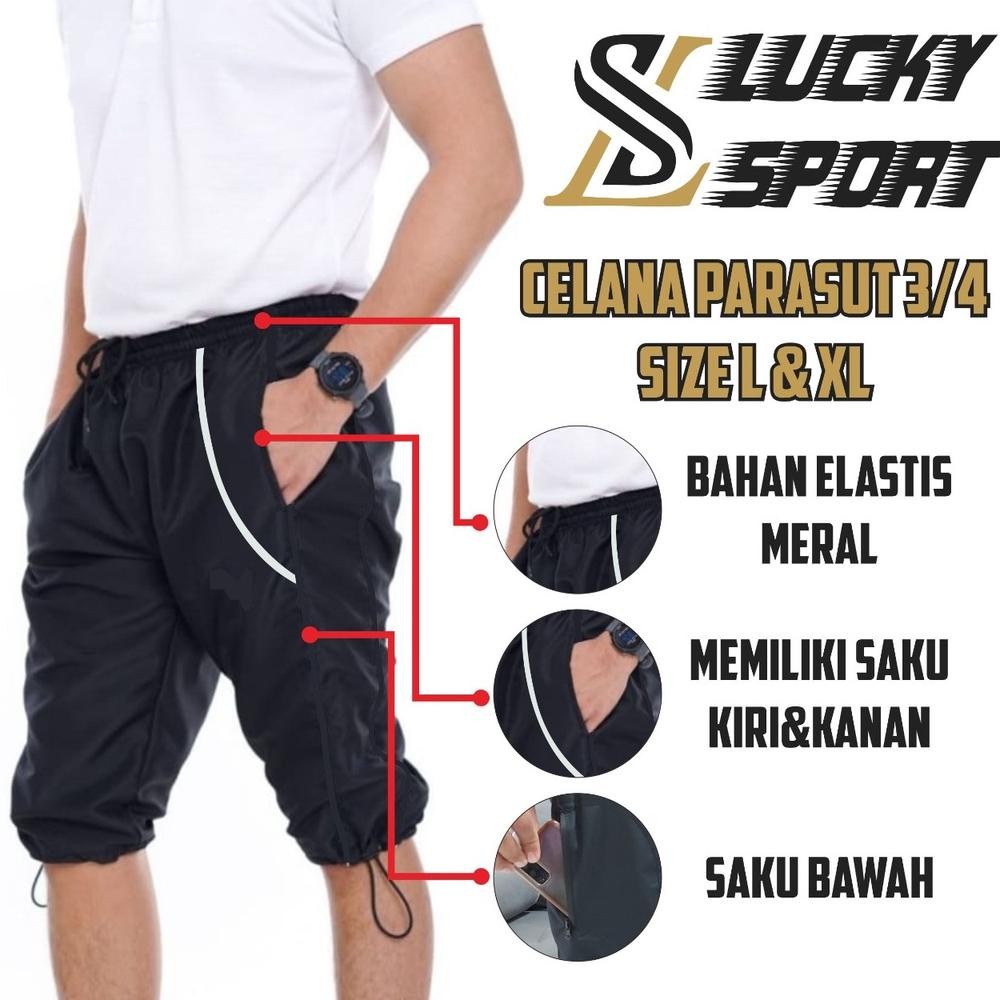 Celana Sepeda Bahan Parasut / Celana Cycling 3/4 / Celana Sontog Celana Jogging Lari Outdoor L ,XL