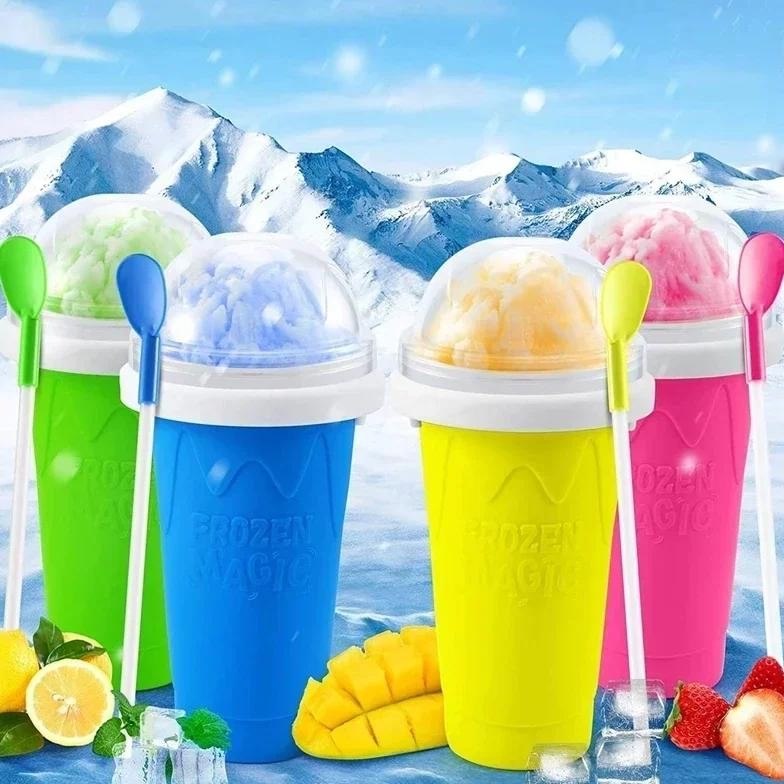

300Mlsmoothie Cup Homemade Ice Cream Quick-Frozen Milkshake Bottle Summer Diy Juice Ice Cup Freezed Portable Squeeze Slushie Cup