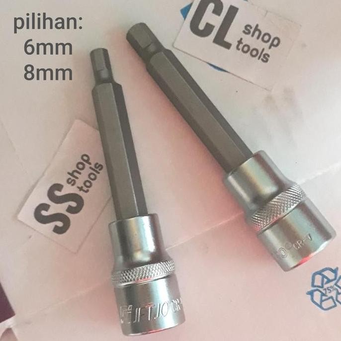 MATA OBENG KETOK HEX BIT 6mm 8mm 1/2" kunci L hexagon sock panjang Asli