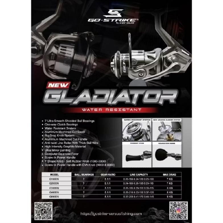 Reel Go Strike Versus Gladiator New 1000/2000/3000/4000/6000/Gladiator S 4000 HP