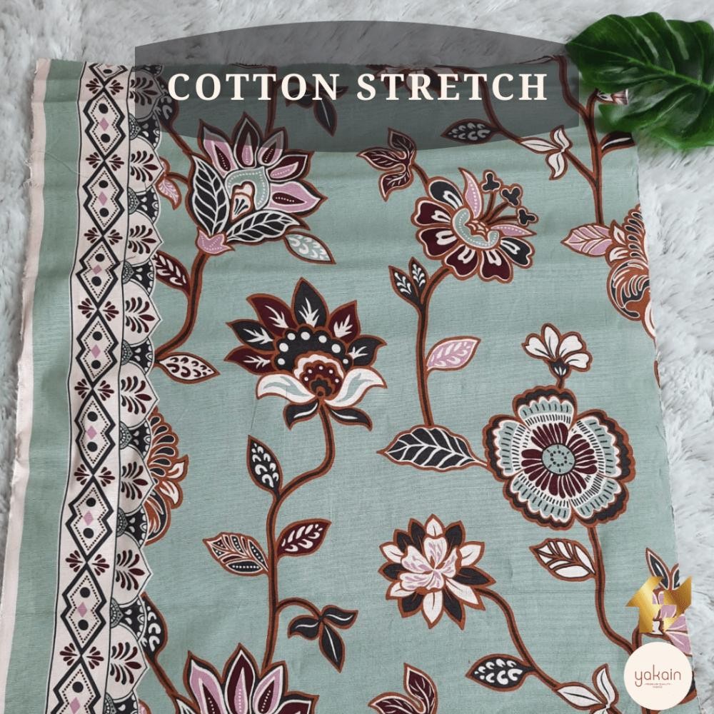 Ready Kain Batik Katun / Cotton Stretch Famas - Batik Hijau Pastel