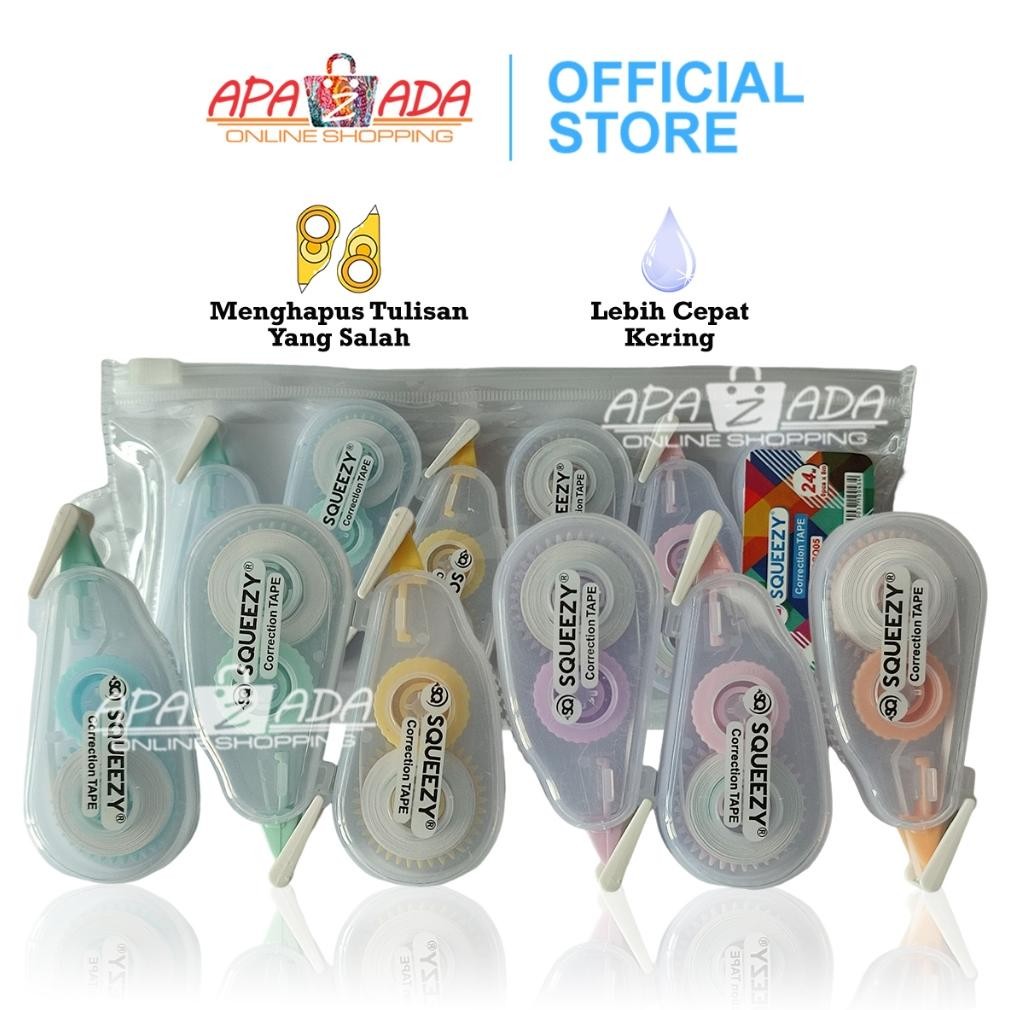 

Ready Apazada - Correction Tape 24M Isi 6 / Tip Ex Kertas / Tip X Correction Pen Ct-Sq05