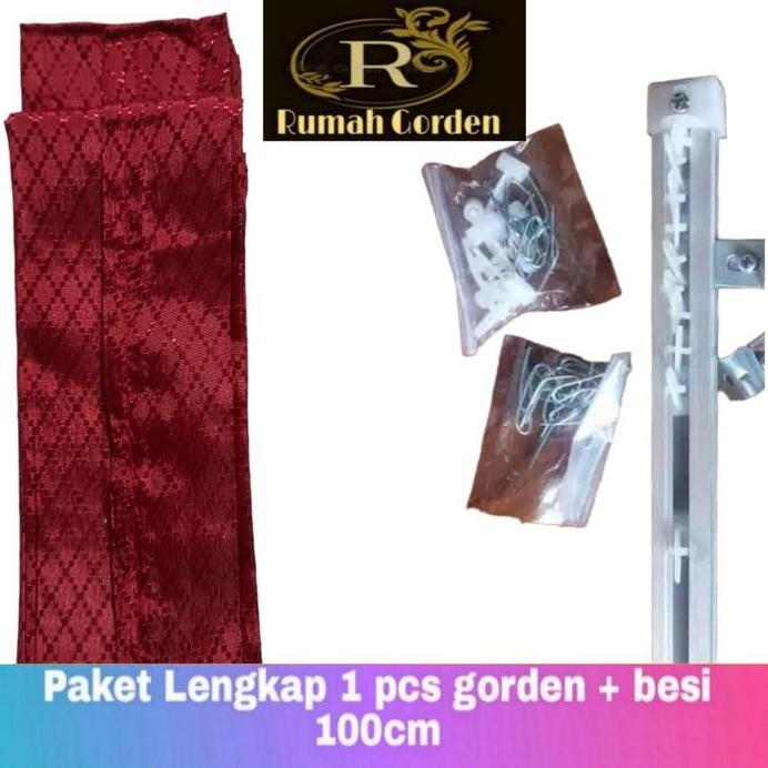baru [ satu set gorden dan besi ] gorden pintu jendela sido polos / kawat S