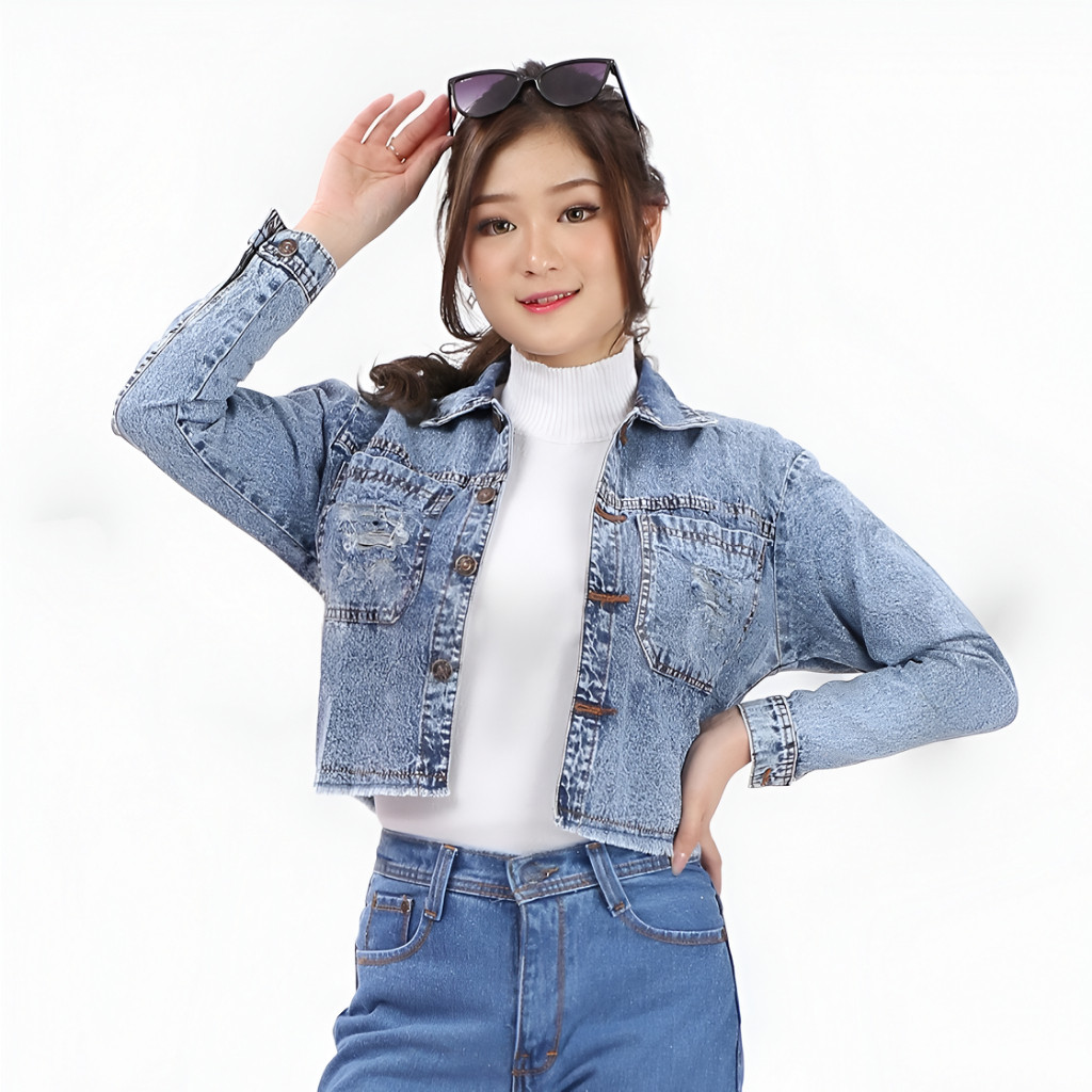 Sakura Glory - JAKET JEANS CROP CANDY DENIM PREMIUM UKURAN L-XXL / ATASAN / BLAZER / BLOUSE / WANITA