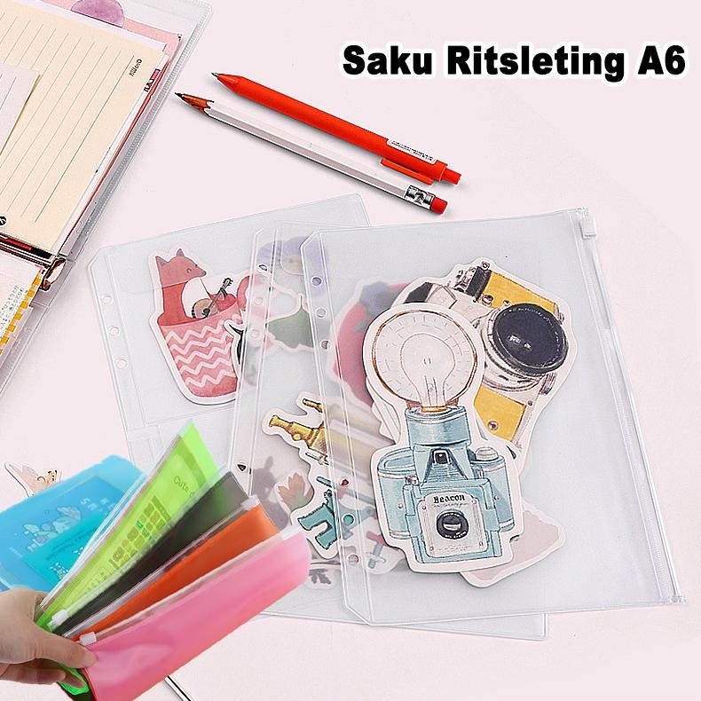 

Ready (1Pc-Rp1200)10Pcs A6 Saku Zip Flipchart Binder Ritsleting Tas 6-Cincin Lepas Tas Pvc Folder Persediaan Kantor Kantong Tahan Air