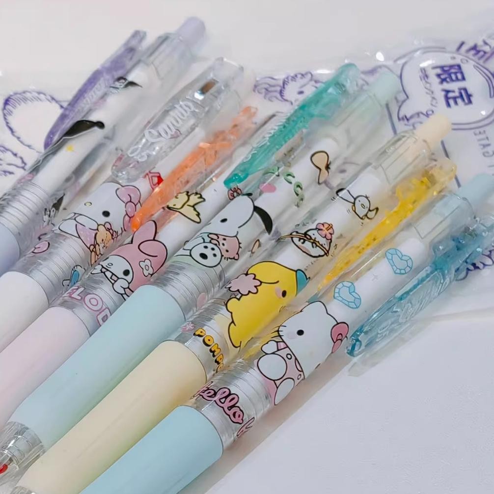 

Ready 6 Pcs/Set Sanrio Pulpen Gel Mekanik 0.5Mm Lucu Ballpoint Mekanik Black Ink Kartun Berbagai Macam Motif Pena Sekolah Kantor Pelajar Asthetic Alat Tulis Anak