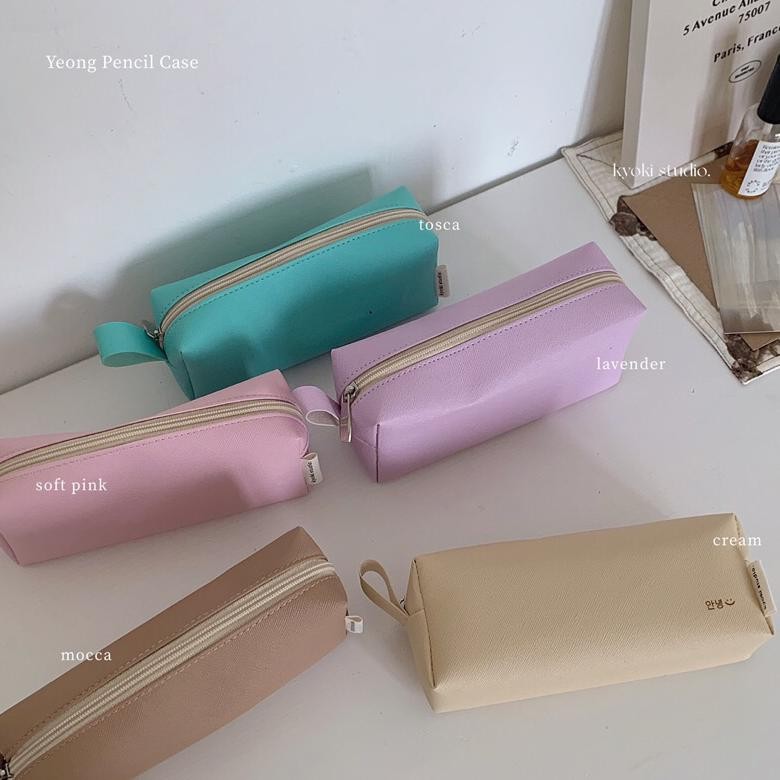 

Ready Yeong Pencil Case - Ins Korean Pencil Case Kotak Pensil Faux Vegan Leather Custom Nama Free Name Engraving