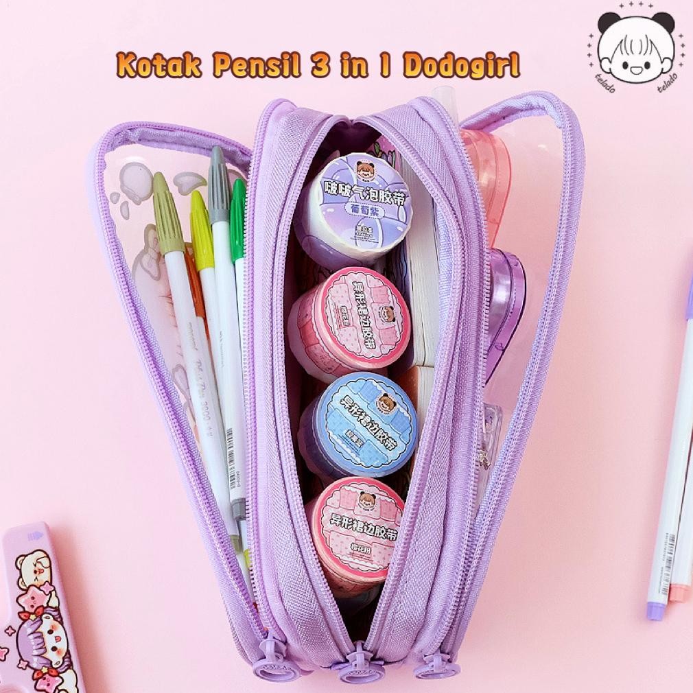 

Ready Kotak Pensil Dodogirl 3 In 1 /Tempat Pena Pulpen Aesthetic Tld125