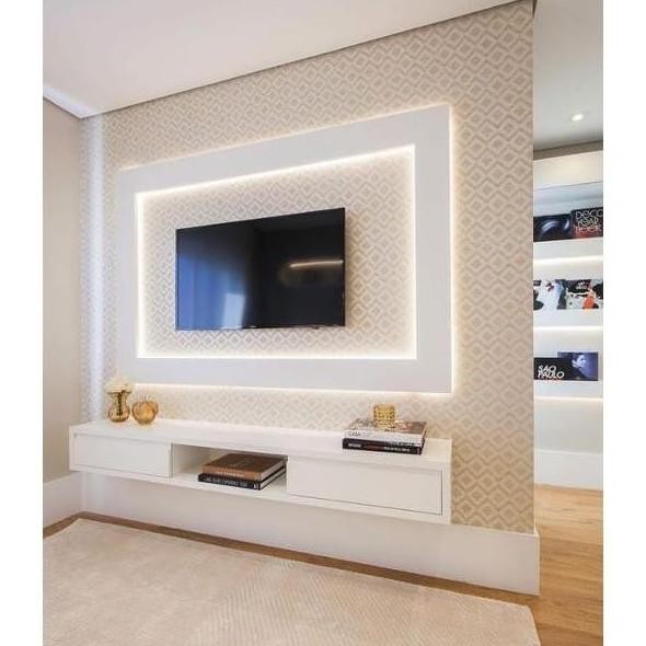 Meja tv gantung minimalis modern - Putih, 120 x 20 x 20 -
