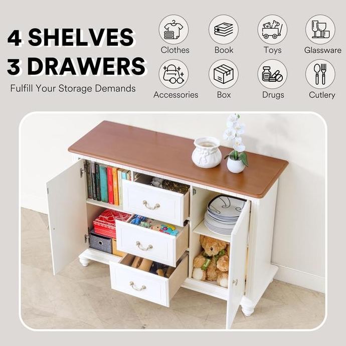 (BestSeries) IFURNHOLIC Amandla Sideboard | Lemari Kabinet Klasik Modern | Meja Kabinet Dapur Penyim