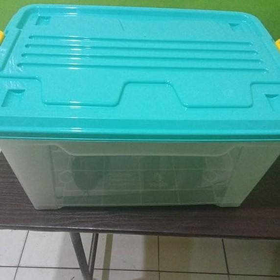 Storage Box Ezy CB 45 Liter Roda Bening Rak Container Susun Perkakas