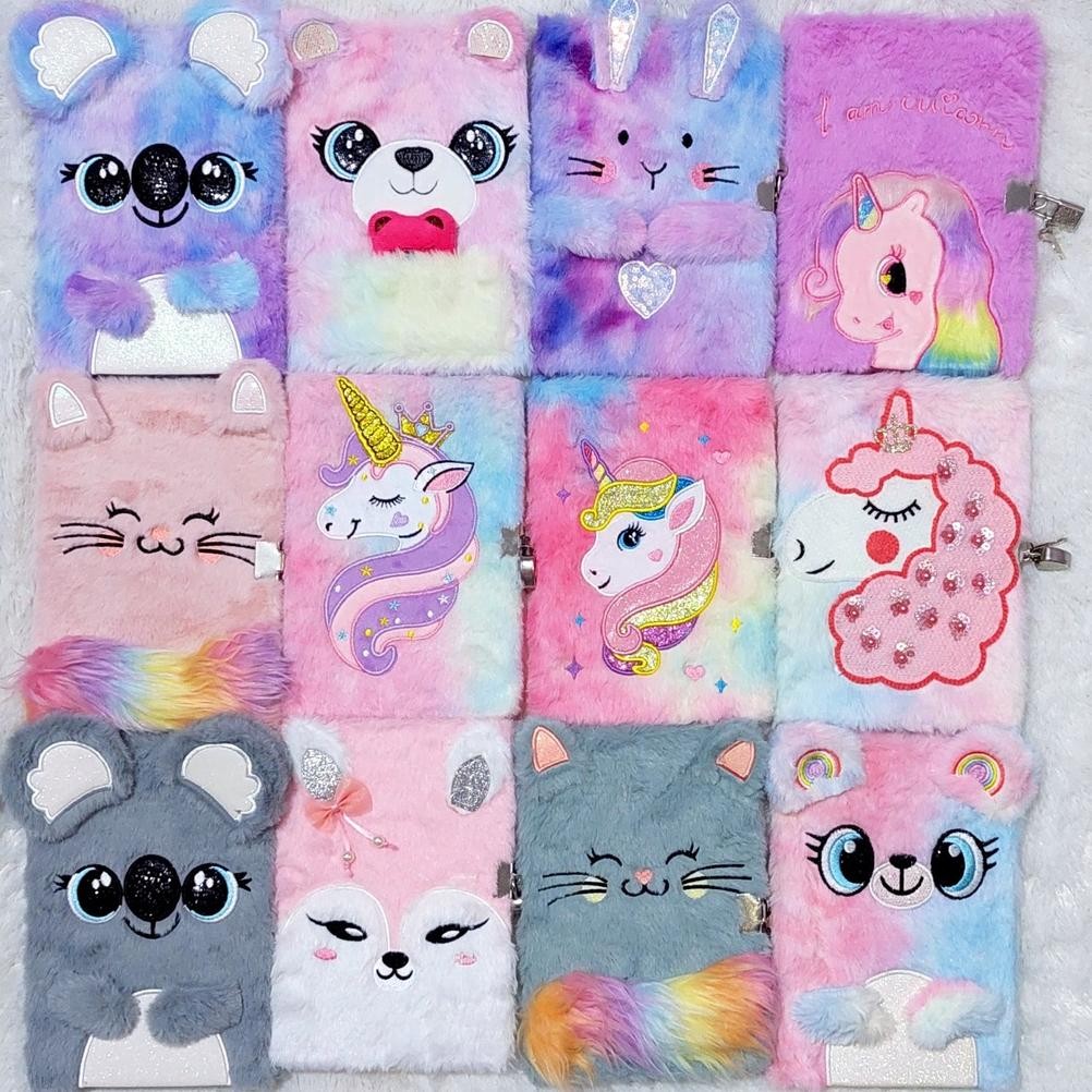 

aneka diary fur bulu dengan gembok kunci lock