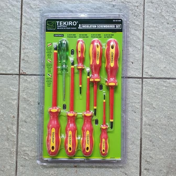 Diskon Obeng Elektrik Listrik Set 8 Pcs Tekiro Insulation Screwdriver Set