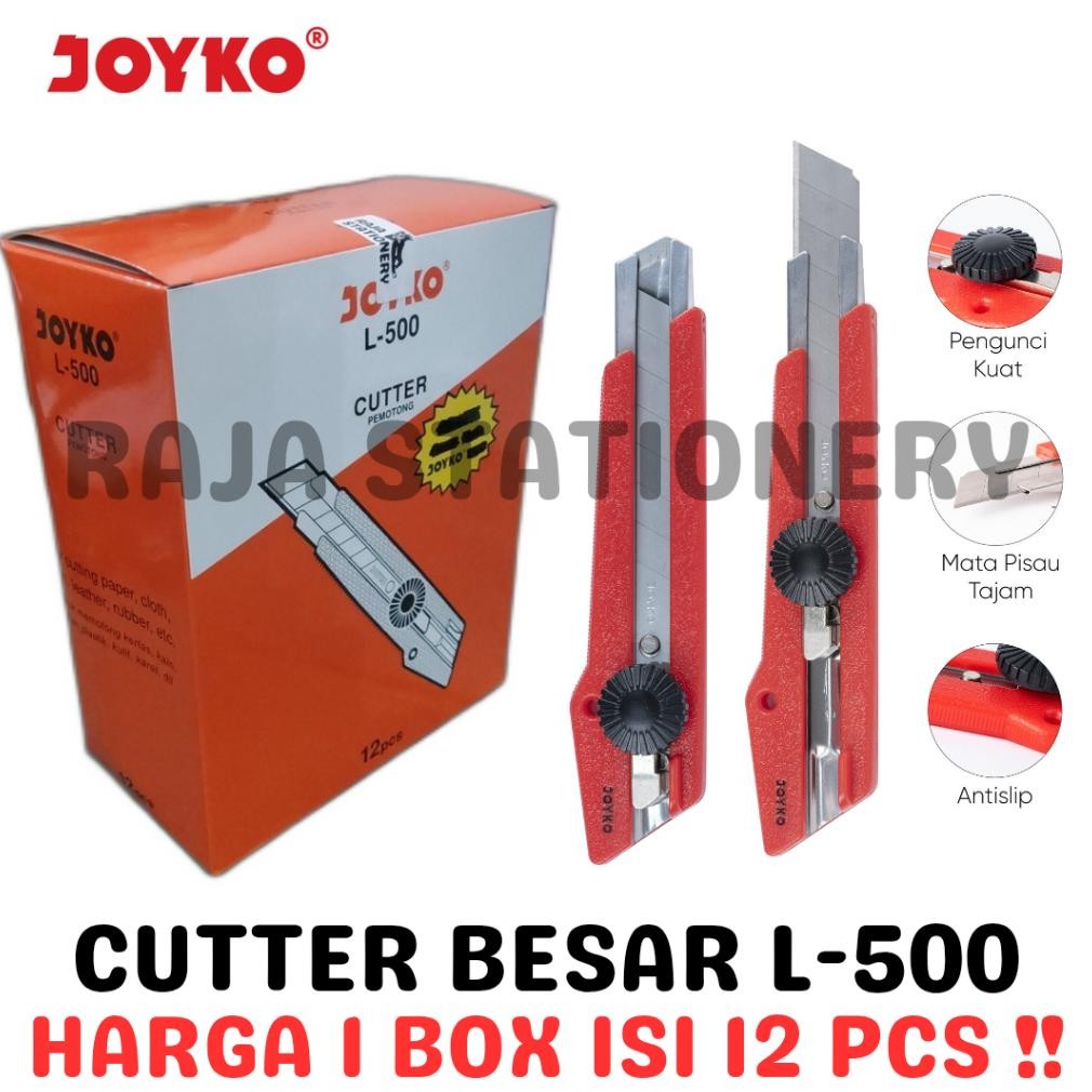

NEW!!! NEW!!! JOYKO CUTTER BESAR PISAU POTONG PEMOTONG KERTAS SILET L-500 [12PCS]