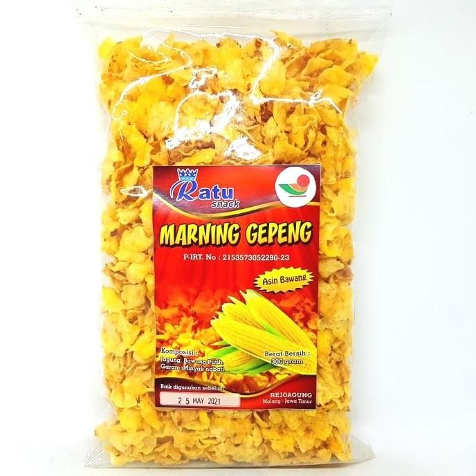 

Terlaris Ratu Marning Gepeng Asin Bawang 300Gr | Jagung Tipis Keripik Kripik