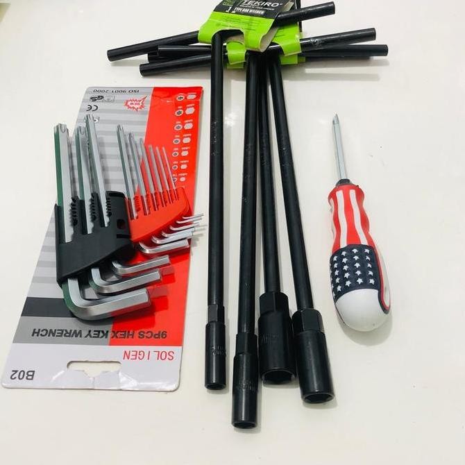 Miliki Tekiro Kunci Sock T Set / Sok T Fullset 8 - 10 - 12 - 14 Mm + Kunci L Long + L Bintang Set Ko