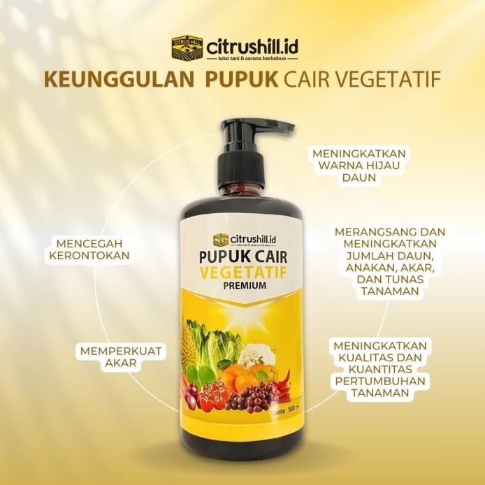 

Terlaris Pupuk Npk Cair Tanaman Sayur Daun + Zpt (Zat Pengatur Tumbuh) - Citrushill Vegetatif 500Ml Pump Praktis - Nutrisi Optimal Cocok Untuk Booster Pertumbuhan Akar, Daun Dan Batang Tanaman Hias, Anggur, Cabai, Durian