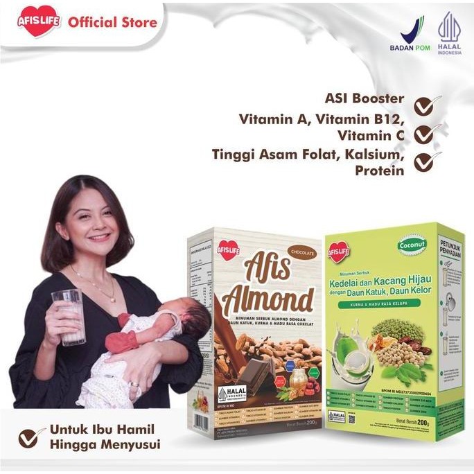

Terlaris Afis Asi Booster Almond 1 Box & Afis Kacang Hijau Katuk 1 Box 200Gram - Peningkat Pelancar Asi