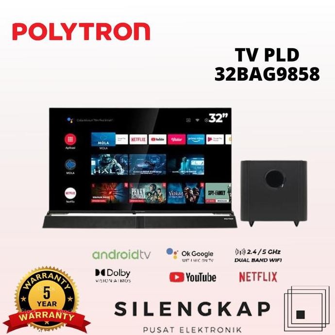 TERBARU - TV POLYTRON 32 INCH PLD32BAG9858 PLD 32 BAG 9858 CINEMAX SOUNDBAR