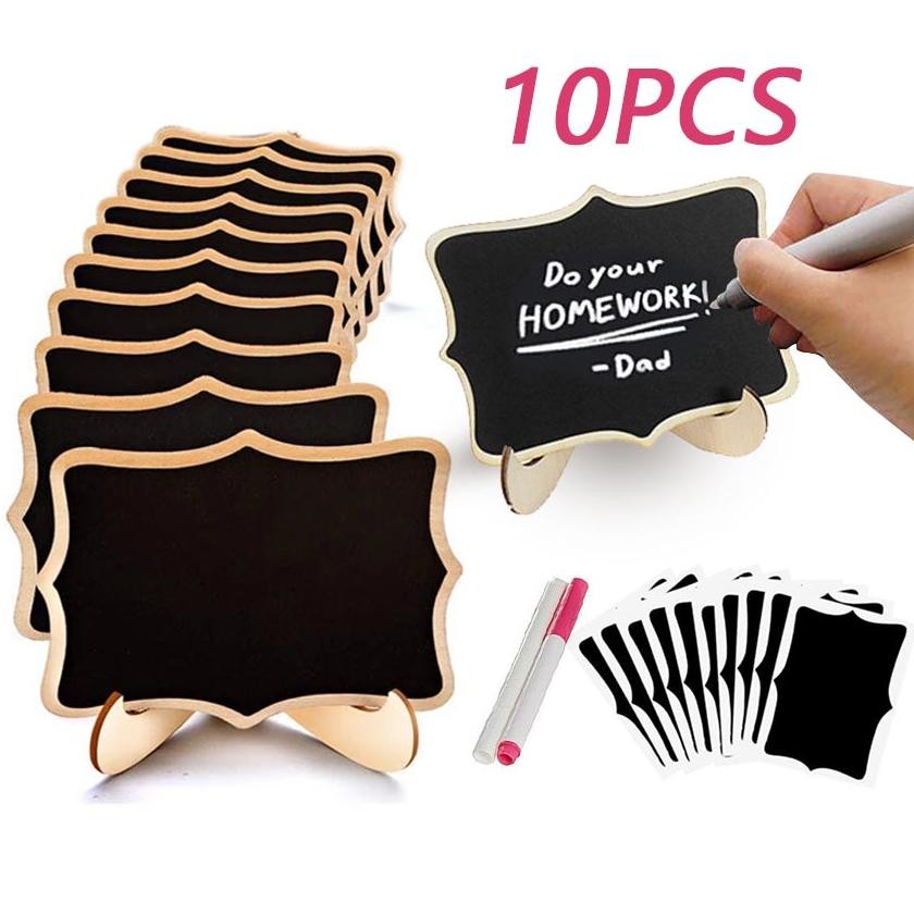 

Premium 10Pcs Papan Tulis Kapur Kecil Mini Chalkboard Blackboard Papan Tulis Meja Mini Beserta Dudukan BlackBoard Standing Papan Tulis Kapur Menu Cafe Mini High Quality