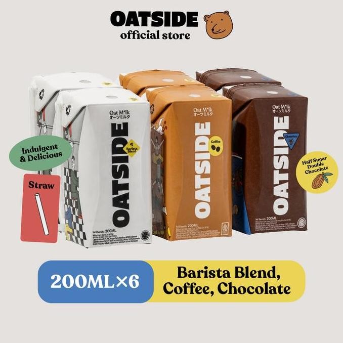 

Produk Baru!! OATSIDE Mix Straw Barista Blend Chocolate Coffee Oat Milk 200ml (6pcs) (Kemasan dengan Sedotan) | Susu Oat Barista Blend Cokelat Kopi