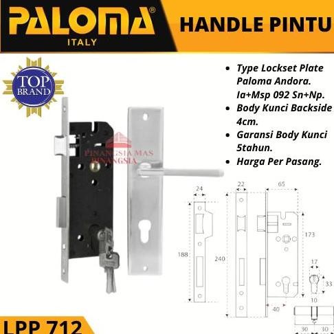 Handle Pintu Set Kunci PALOMA LPP 712 Kunci Pintu Rumah Gagang Pintu