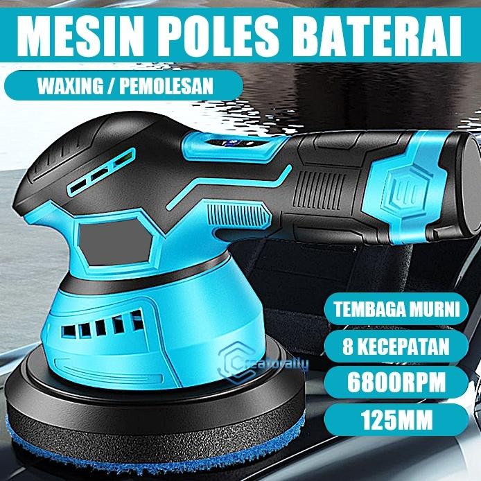 ND CREATORALLY Alat Poles Mobil cordless 6800rpm,alat poles mini body portable baterai 125mm