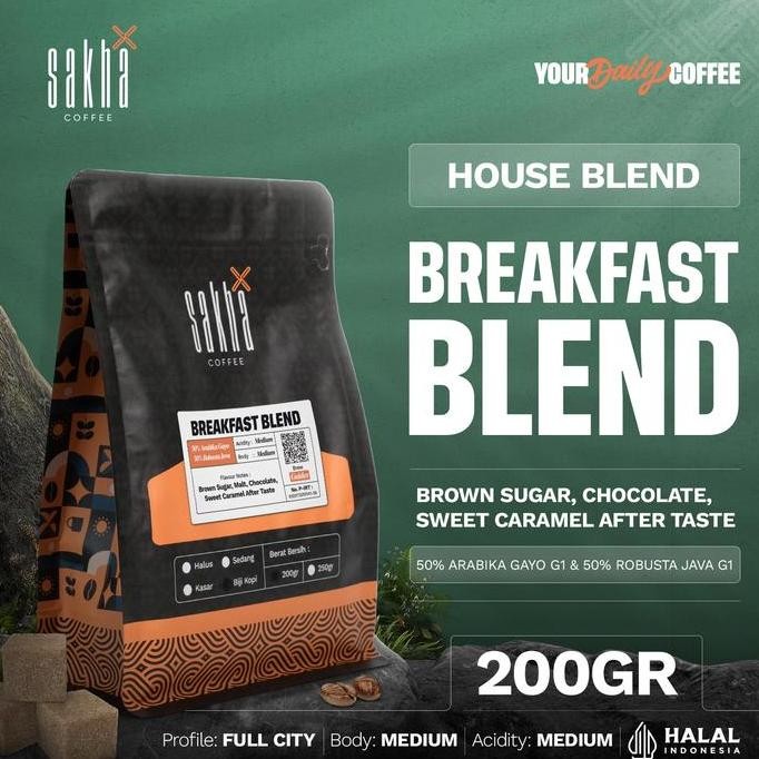 

KOPI BREAKFAST BLEND COFFEE ROAST BEAN ARABIKA ROBUSTA ESPRESSO ROASTED BEANS BIJI BUBUK 200 GRAM TERMURAH