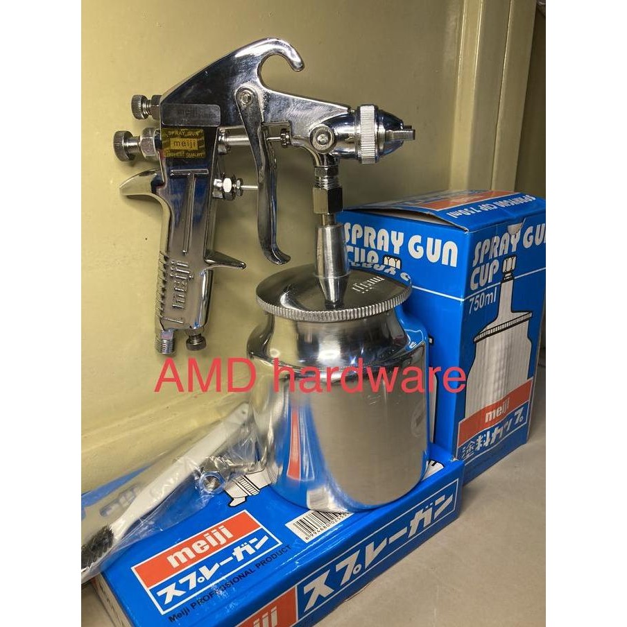 new spray gun meiji f75 tabung bawah spet semprotan cat kompresor original