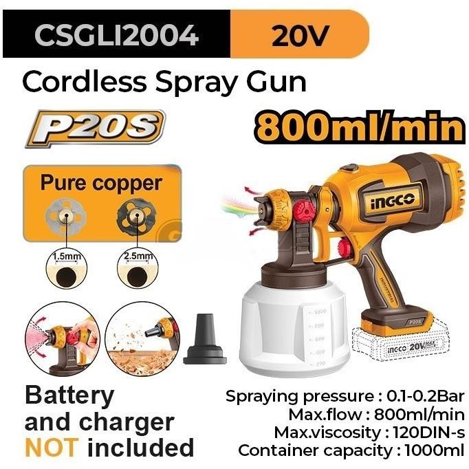 new ingco spray gun csgli2003 cordless battery semprotan cat baterai csgli