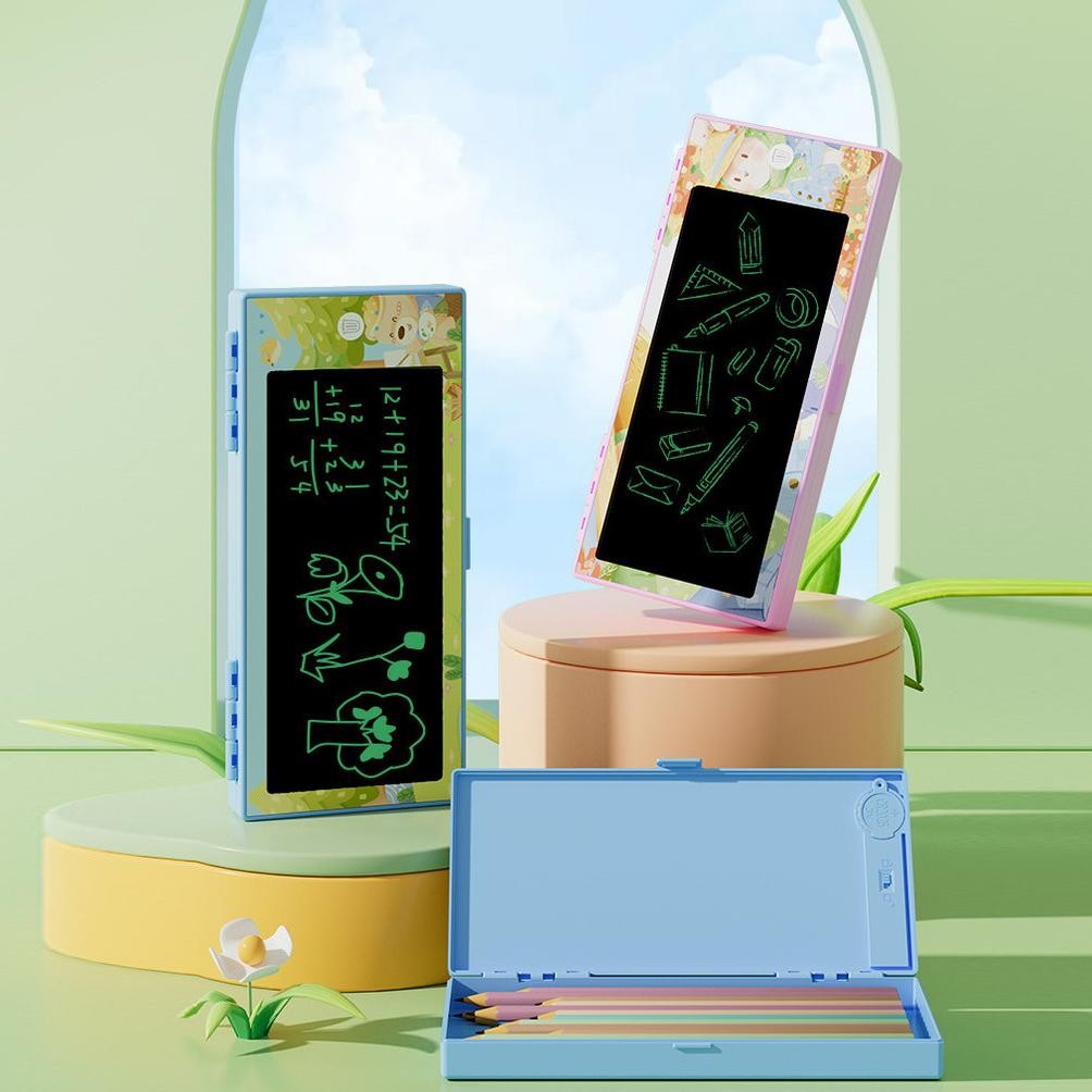 

Fsd-34 Moka Kotak Pensil Karakter Kartun Bahan Abs 2In1 Dengan Lcd Writting Pad Free Pensil Pad Mk