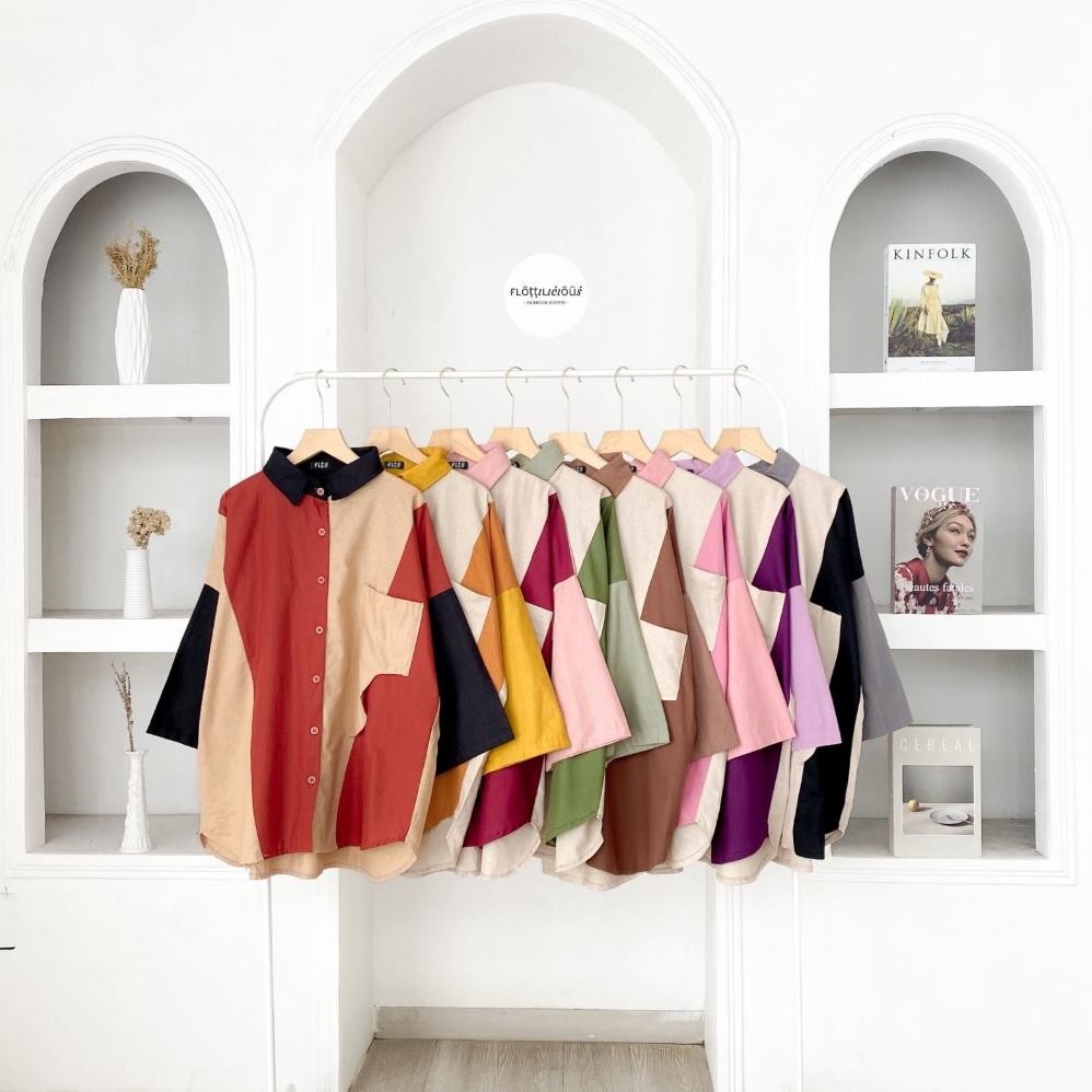 ND MAIZA SHIRT - FLOTTILICIOUS / Oversize Blouse / Bahan Katun Linen Rami / Bigsize Outfit / Kemeja 