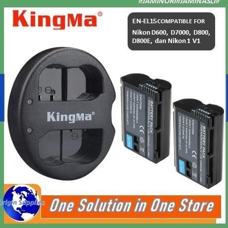 kingma charger + 2-pcs battery set en-el15 nikon d7000 d800 etc ori -