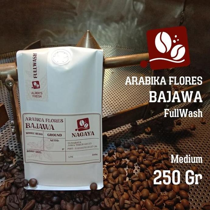 

KOPI ARABIKA FLORES BAJAWA FULLWASH ROASTED BEANS BIJI BUBUK 250 GR TERMURAH