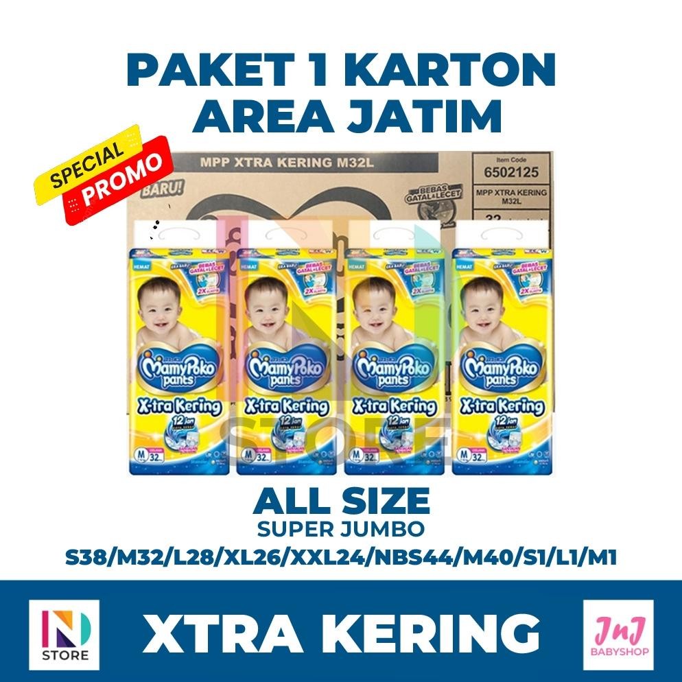 MamyPoko Pants Xtra Kering S38/M32/L28/XL26/XXL24/NBS44/M40/S1/M1/L1 Paket 1 Dus/Karton