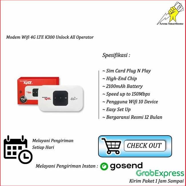 TERMURAH - Modem Wifi Mifi Telkomsel 4G Lte Unlock All Operator K300