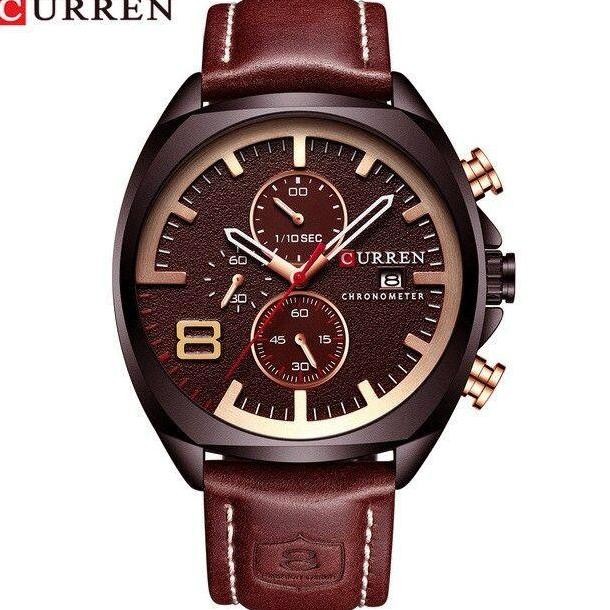 Murah Jam Tangan Pria Analog Tali Kulit Chronograph Curren 8324